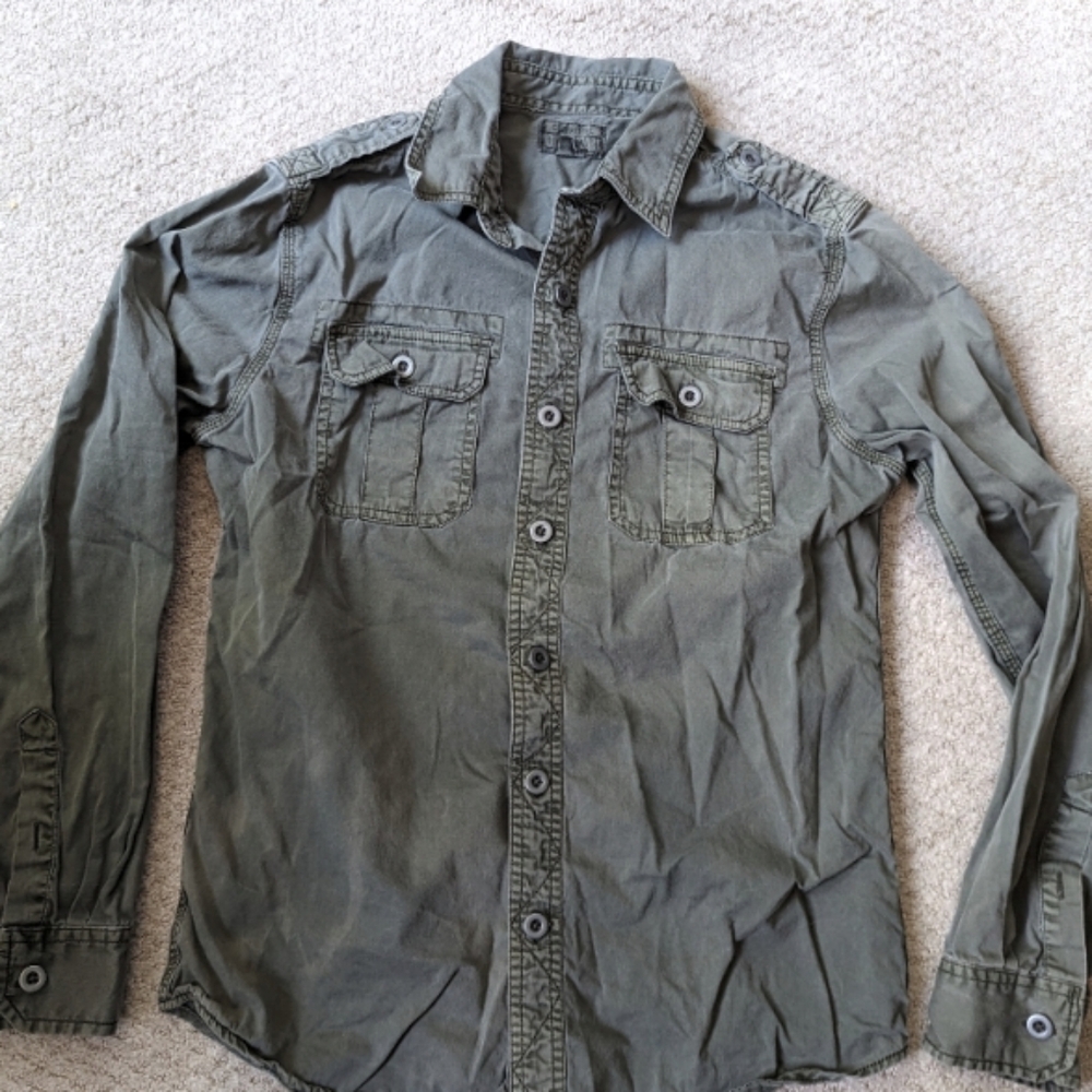 Converse Green Button Down Shirt Small